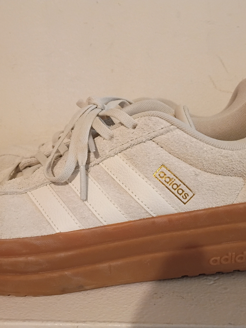 adidas VL Women’s Cream Suede Sneakers with Gum Sole